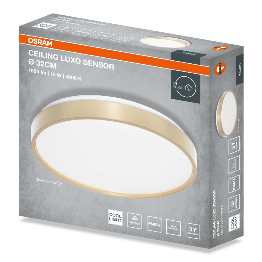 Osram - Lampa sufitowa LED z czujnikiem zmierzchu CEILING LUXO LED/18W/230V średnica 32 cm złota