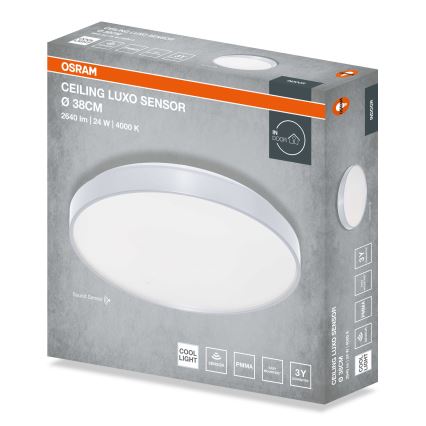Osram - Oprawa sufitowa LED z czujnikiem zmierzchu CEILING LUXO LED/24W/230V Ø 38 cm srebrna