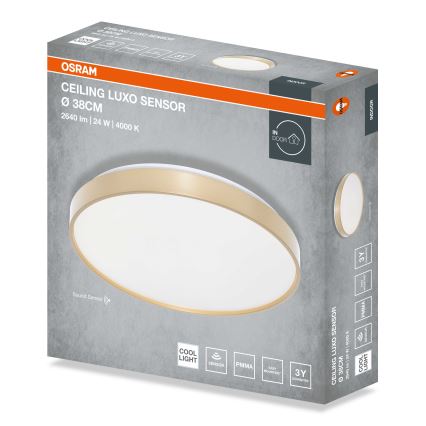 Osram - Oprawa sufitowa LED z czujnikiem zmierzchu CEILING LUXO LED/24W/230V Ø 38 cm złota