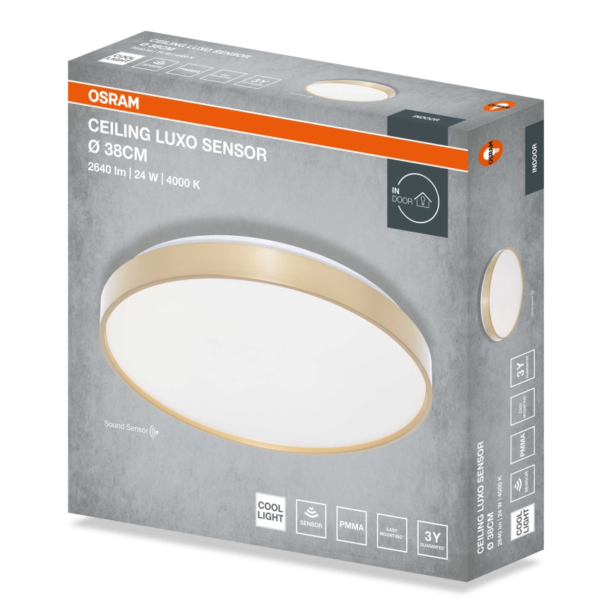 Osram - Oprawa sufitowa LED z czujnikiem zmierzchu CEILING LUXO LED/24W/230V Ø 38 cm złota