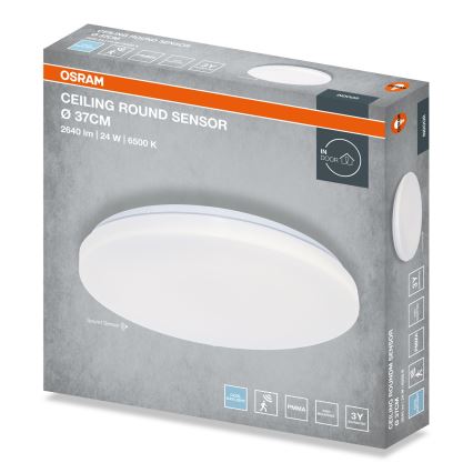 Osram - LED plafon łazienkowy z czujnikiem zmierzchu CEILING ROUND LED/24W/230V 6500K Ø 37 cm biały