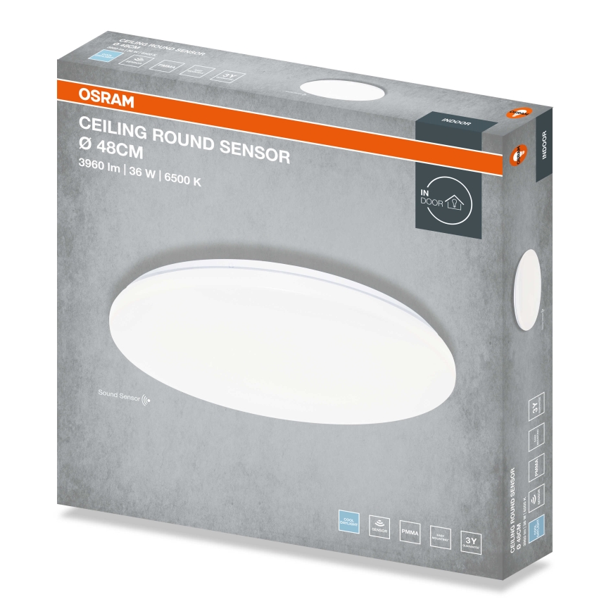 Osram - Oprawa sufitowa LED z czujnikiem zmierzchu CEILING ROUND LED/36W/230V 6500K śr. 48 cm biała
