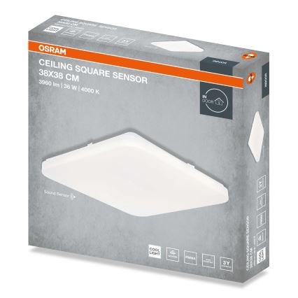 Osram - Oprawa sufitowa LED z czujnikiem zmierzchu CEILING SQUARE LED/36W/230V 4000K 38x38 cm biała