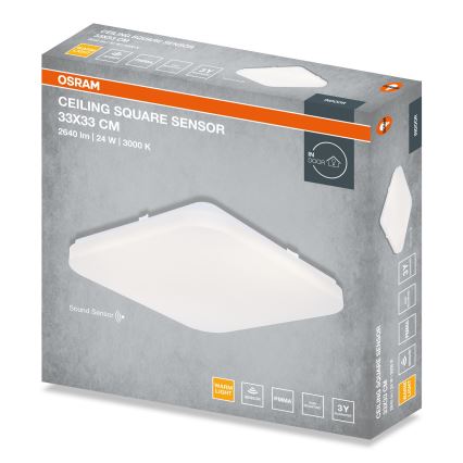 Osram - Oprawa sufitowa LED z czujnikiem zmierzchu SQUARE LED/24W/230V 33x33 cm