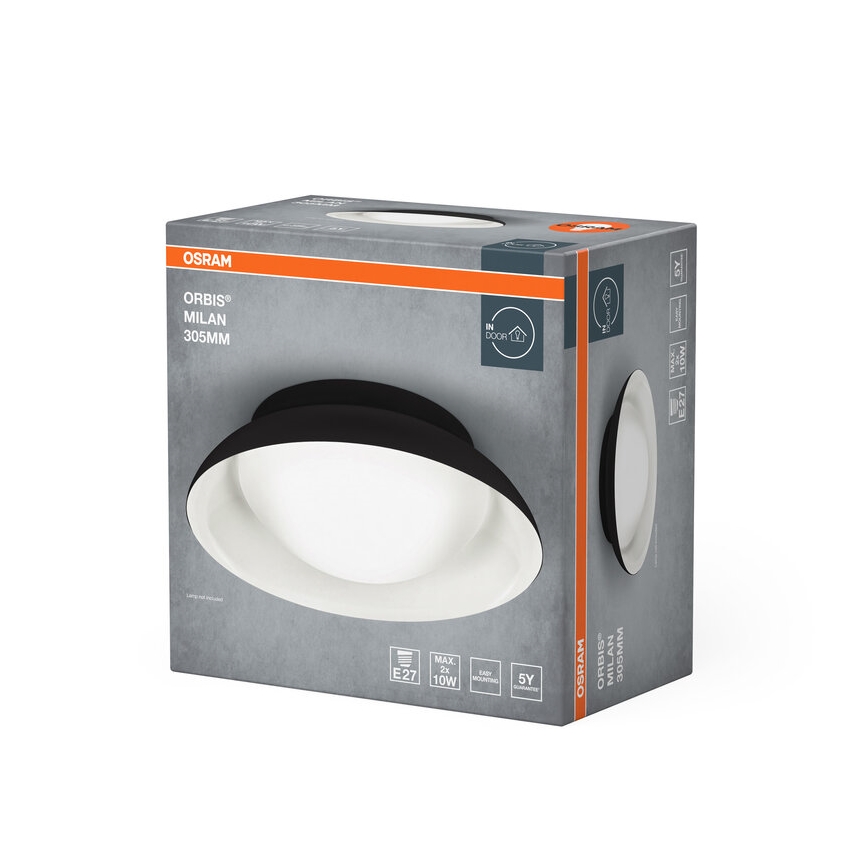 Osram - Oprawa sufitowa ORBIS MILAN 2xE27/10W/230V śr. 30,5 cm czarna