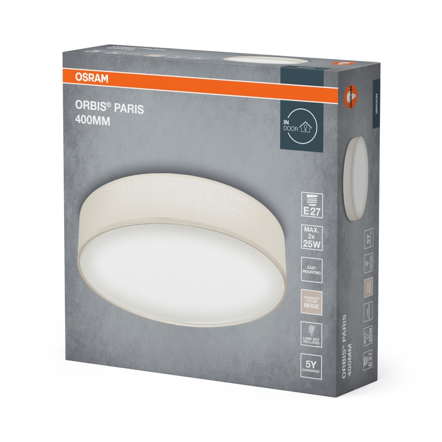 Osram - Oprawa sufitowa ORBIS PARIS 2xE27/25W/230V śr. 40 cm kremowa