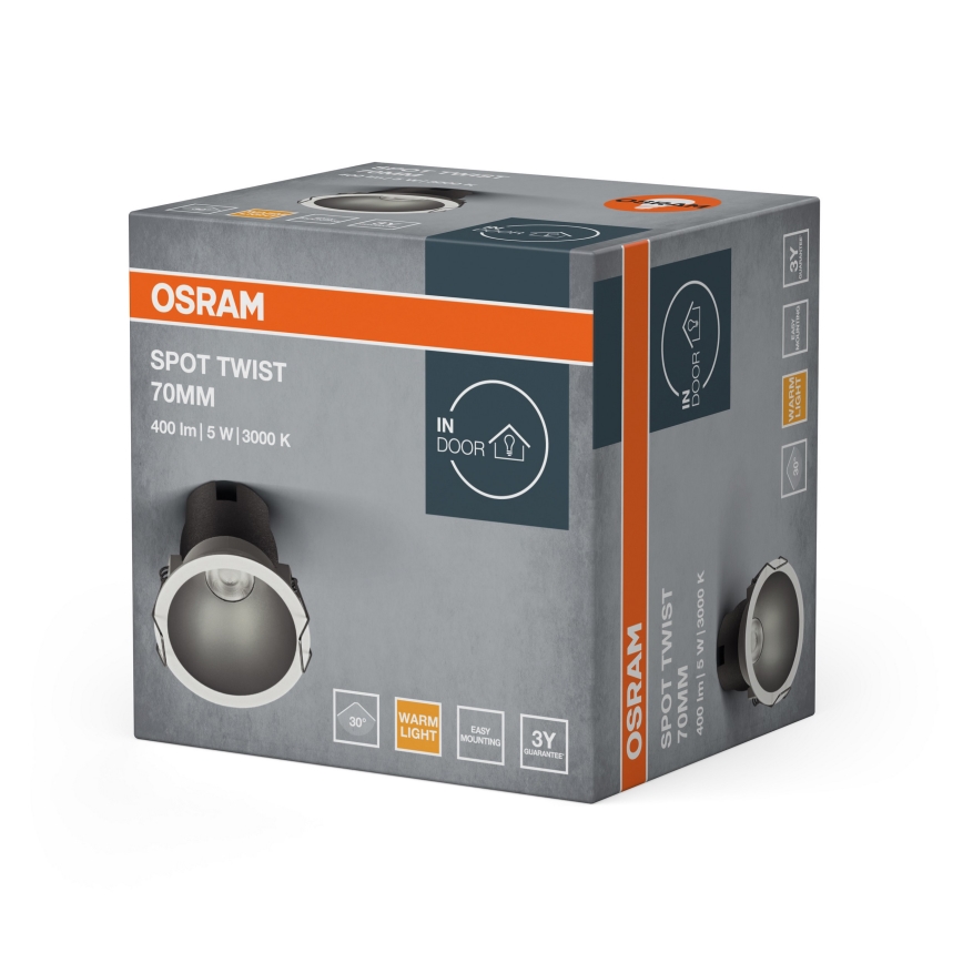 Osram - Oprawa wpuszczana LED SPOT TWIST LED/5W/230V/3000K Ø 7 cm biała/srebrna