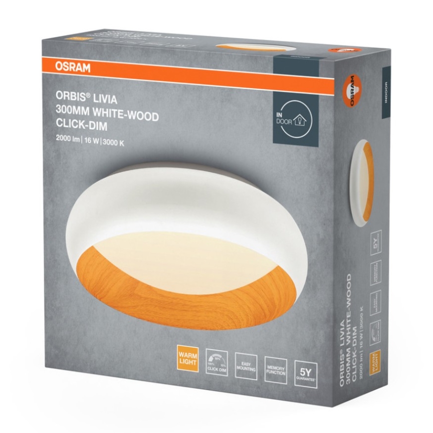 Osram - ściemnialna oprawa sufitowa LED ORBIS LIVIA LED/16W/230V śr. 30 cm biały/brązowy