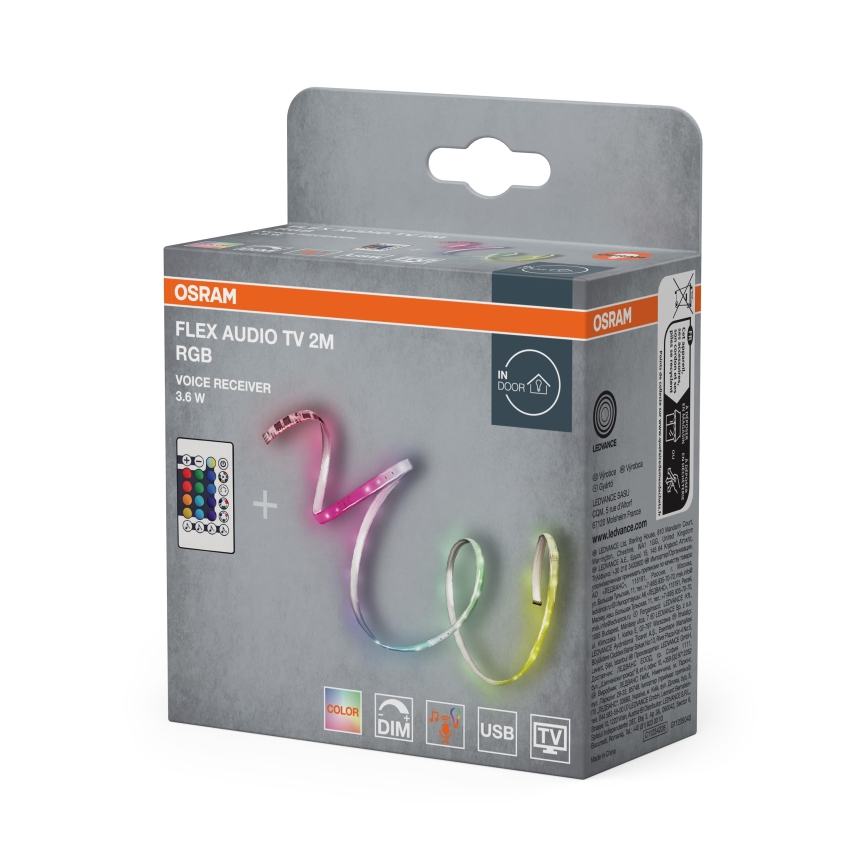 Osram - LED RGB ściemnialny pasek do telewizora FLEX AUDIO 2m LED/3,6W/5V + pilot zdalnego sterowania