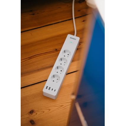 Osram - Przedłużacz SMART+ 4 gniazda typu F + 2x USB-A + 2x USB-C Wi‑Fi