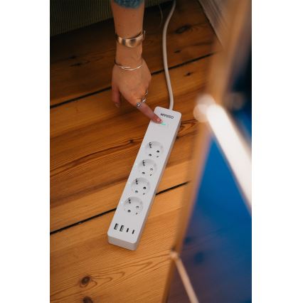 Osram - Przedłużacz SMART+ 4 gniazda typu F + 2x USB-A + 2x USB-C Wi‑Fi