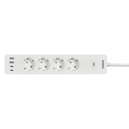 Osram - Przedłużacz SMART+ 4 gniazda typu F + 2x USB-A + 2x USB-C Wi‑Fi