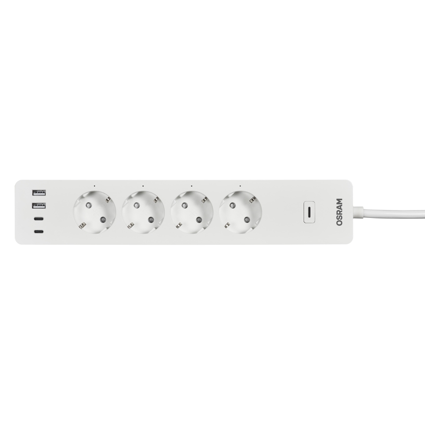 Osram - Przedłużacz SMART+ 4 gniazda typu F + 2x USB-A + 2x USB-C Wi‑Fi