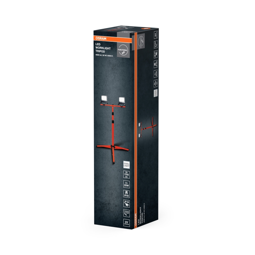 Osram - LED Reflektor z uchwytem TRIPOD 2xLED/20W/230V 4000K IP65 pomarańczowy/antracyt