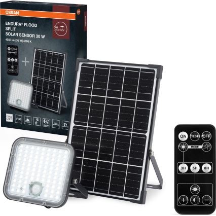 Osram - ściemnialny solarny reflektor LED z czujnikiem ENDURA LED/30W/6,4V 4000K IP65 czarny + zdalne sterowanie