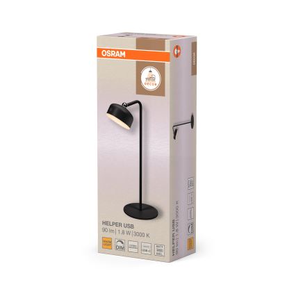 Osram - ściemnialna, ładowalna lampka biurkowa LED 3 w 1 DECOR HELPER LED/1,8W/5V czarna