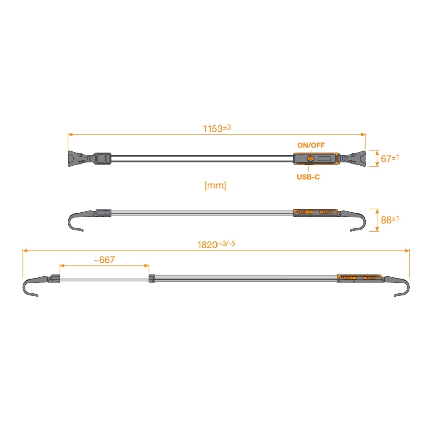 Osram - Ściemnialna ładowalna latarka LEDINSPECT UNDERBONNET LED/16W/3,7V IP65 4400 mAh