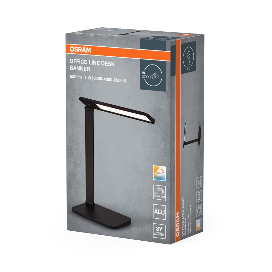 Osram - ściemnialna lampka biurkowa OFFICE LINE LED/7W/230V 3000/4000/6500K czarna