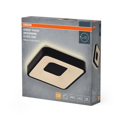 Osram - Ściemnialna lampa sufitowa LED ORBIS PIANA LED/16W/230V 29x29 cm czarna