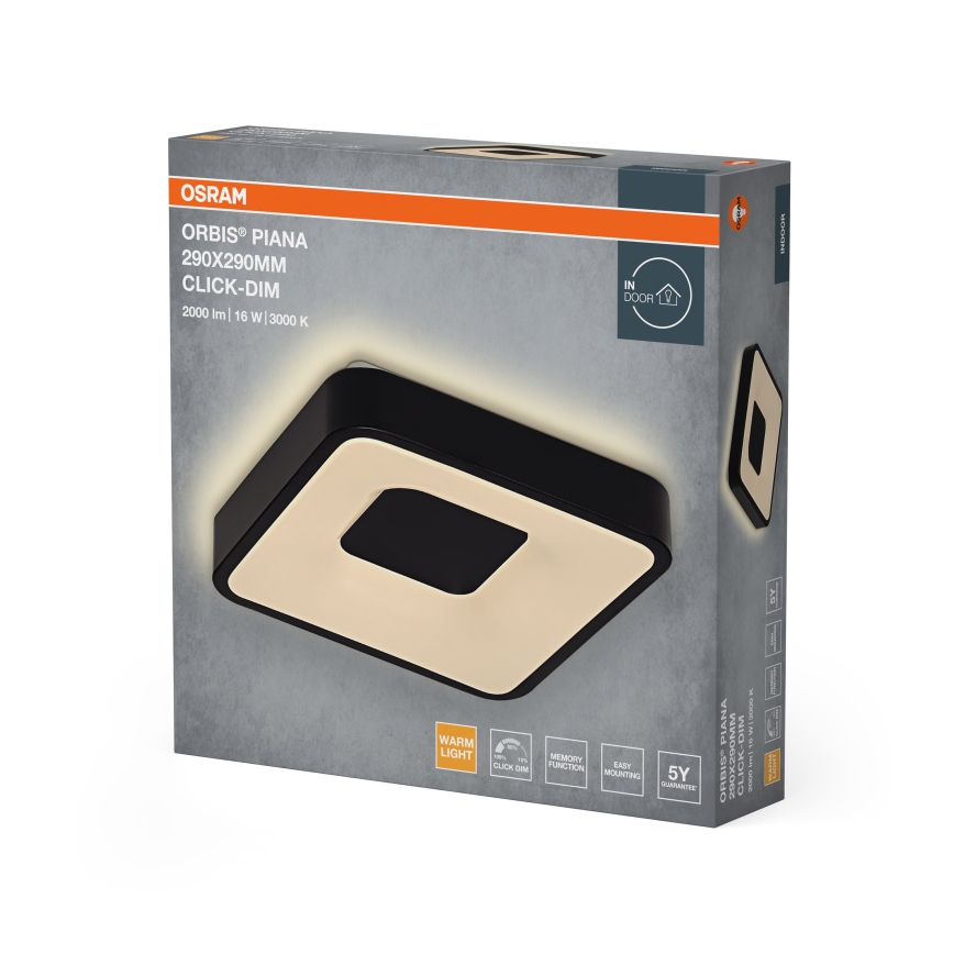 Osram - Ściemnialna lampa sufitowa LED ORBIS PIANA LED/16W/230V 29x29 cm czarna
