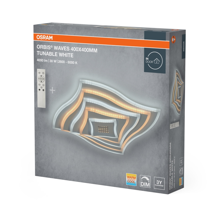 Osram - LED ściemnialna lampa sufitowa ORBIS WAVES LED/30W/230V 2600-6000K 40x40 cm biała + zdalne sterowanie