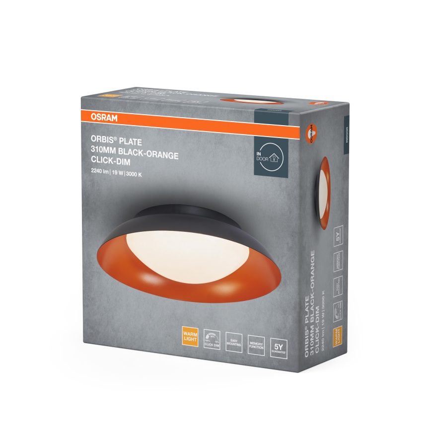 Osram - ściemnialna oprawa sufitowa LED ORBIS PLATE LED/19W/230V śr. 31 cm pomarańczowa/czarna