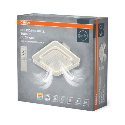 Osram - ściemnialna lampa sufitowa z wentylatorem LED/55W/230V 3000-6500K biała + pilot zdalnego sterowania