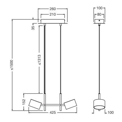 Osram - LED ściemnialna lampa wisząca na przewodzie DECOR KYOTO 2xLED/10W/230V CRI 90 czarna