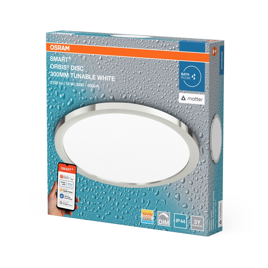 Osram - ściemnialna oprawa sufitowa LED do łazienki SMART+ DISC LED/18W/230V 3000-6500K IP44 Wi-Fi