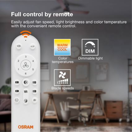 Osram - LED ściemnialna lampa sufitowa z wentylatorem PONIENTE LED/36W/230V 3000/4000/6500K + pilot zdalnego sterowania