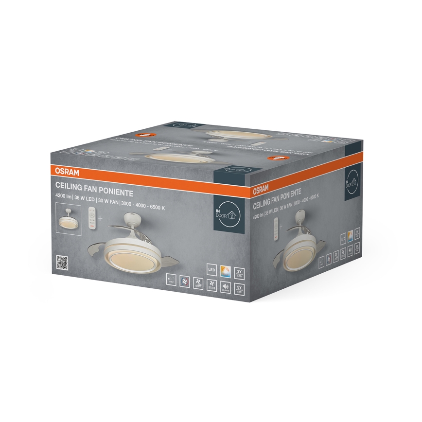 Osram - LED ściemnialna lampa sufitowa z wentylatorem PONIENTE LED/36W/230V 3000/4000/6500K + pilot zdalnego sterowania