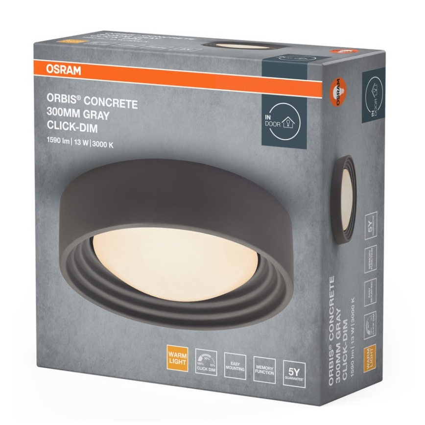 Osram - ściemnialna oprawa sufitowa LED ORBIS CONCRETE LED/13W/230V śr. 30 cm szary/beton