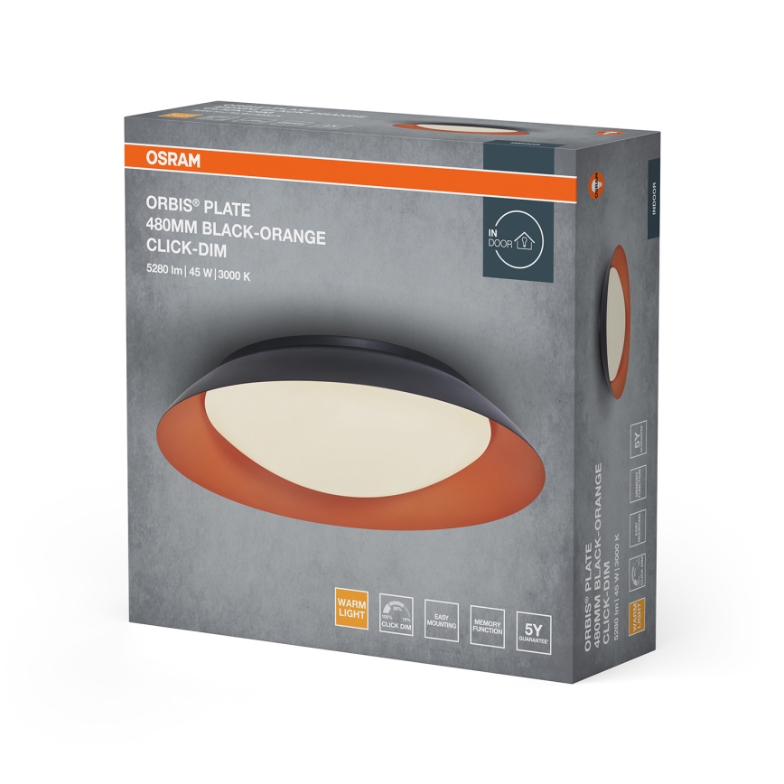 Osram - ściemnialna oprawa sufitowa ORBIS PLATE LED/45W/230V Ø 48 cm pomarańczowy/czarny