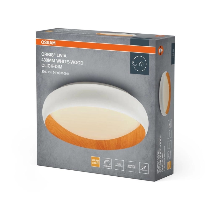 Osram - LED ściemnialna oprawa sufitowa ORBIS LIVIA LED/24W/230V, średnica 43 cm, biały/brązowy