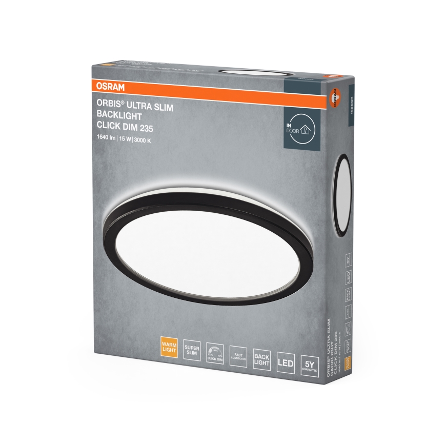 Osram - LED ściemnialna oprawa sufitowa ORBIS ULTRA SLIM LED/15W/230V 3000K śr. 23,5 cm czarna