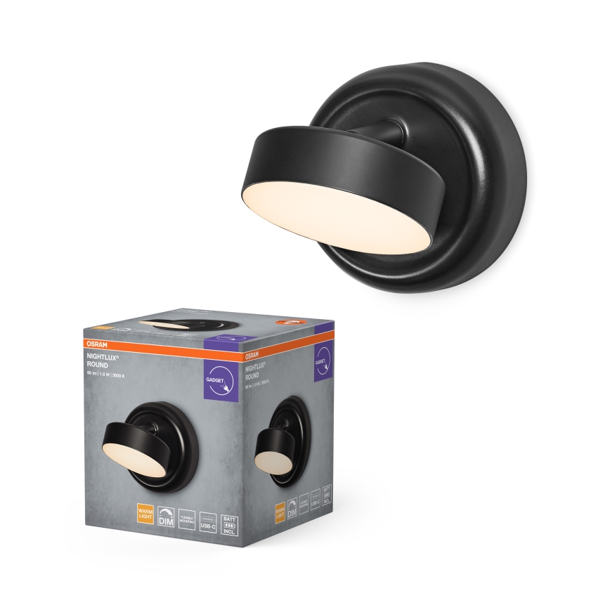 Osram - Ściemnialny ładowalny dotykowy kinkiet NIGHTLUX LED/1,8W/5V czarny