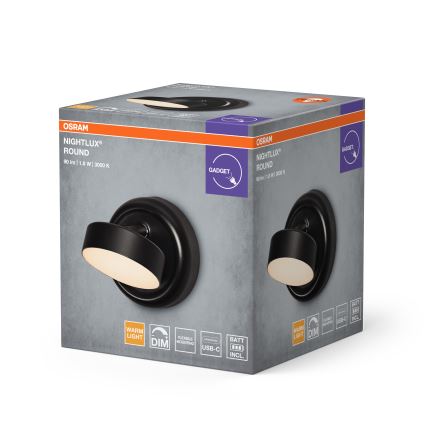 Osram - Ściemnialny ładowalny dotykowy kinkiet NIGHTLUX LED/1,8W/5V czarny