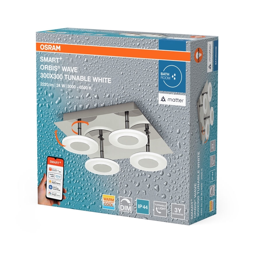 Osram - ściemnialny plafon łazienkowy SMART+ WAVE LED/24W/230V 3000-6500K IP44 Wi-Fi