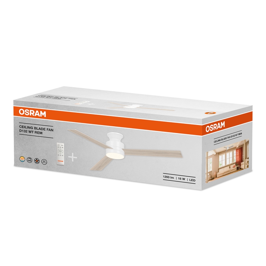 Osram - ściemnialny wentylator sufitowy BLADE LED/18W/230V 3000/4000/6000K + z pilotem