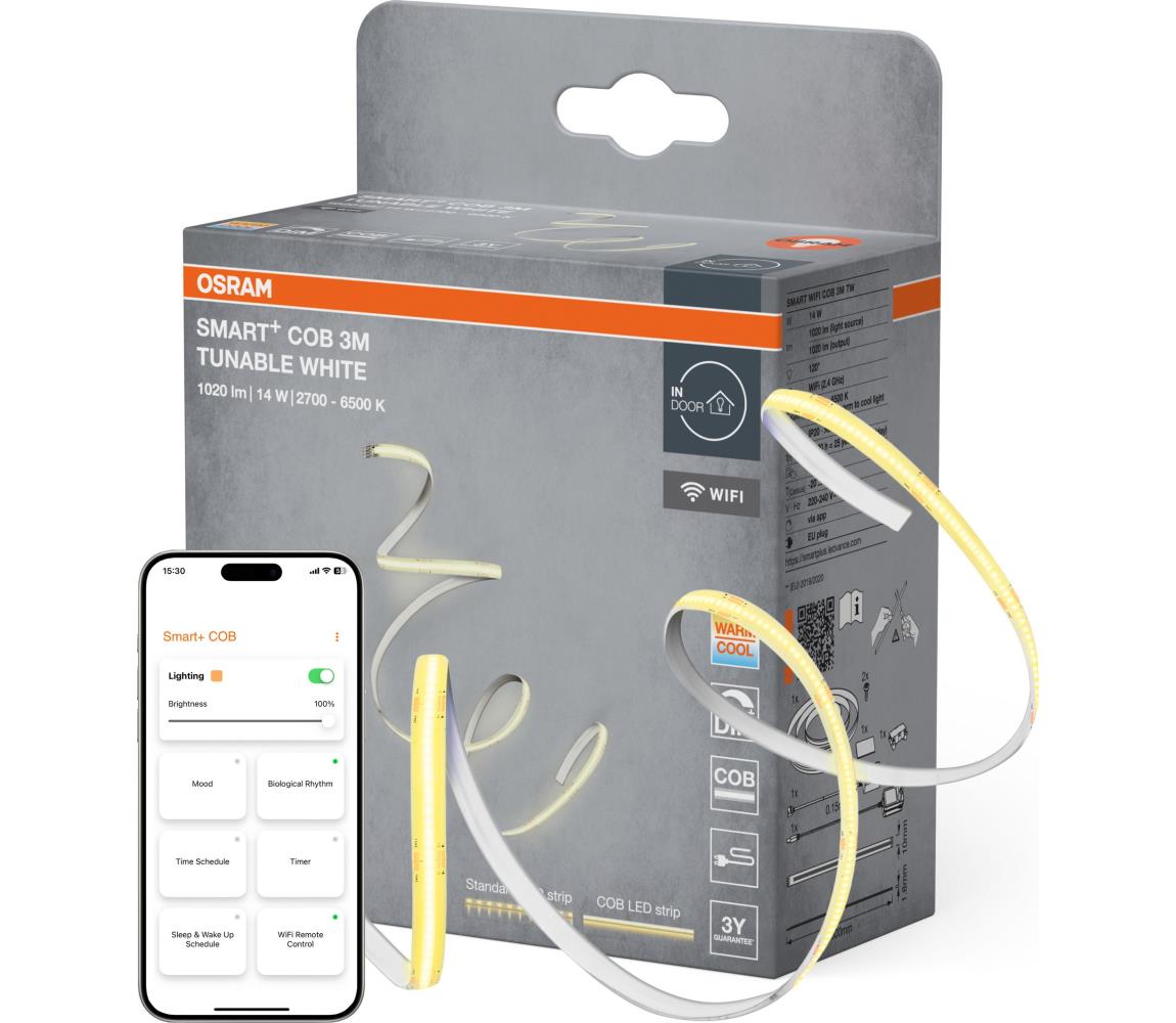 Osram - SMART+ COB taśma LED 3 m ściemnialna, 14 W, 230 V, 2700–6500 K, Wi‑Fi