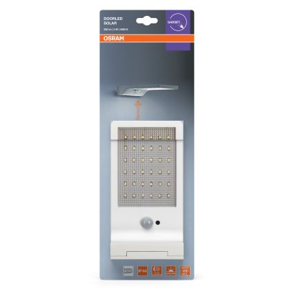 Osram - solarny kinkiet ścienny z czujnikiem DOORLED LED/3W/3,3V 2000 mAh IP44 biały