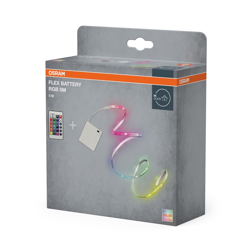 Osram - LED RGB ściemnialny pasek FLEX BATTERY 5m LED/5W/4xAA + pilot zdalnego sterowania