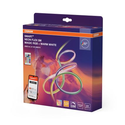 Osram - SMART+ MAGIC Taśma LED RGBW ściemnialna, zewnętrzna, 5 m, 21 W, 230 V, IP44, Wi‑Fi + pilot zdalnego sterowania