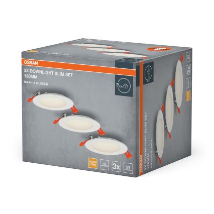 Osram - Zestaw 3x opraw wpuszczanych LED SPOT 8W/230V 3000K, śr. 12 cm, biały