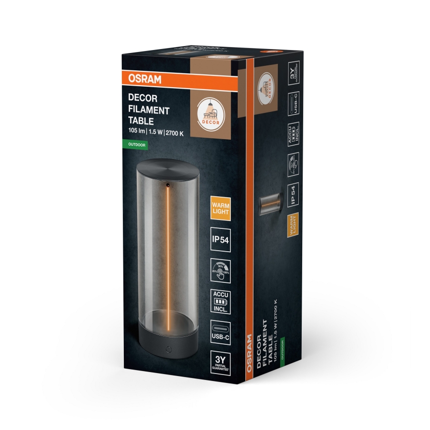 Osram - Dotykowa ściemniana lampa stołowa zewnętrzna ENDURA STYLE LED/1,5W/5V 2500 mAh USB IP54 antracyt