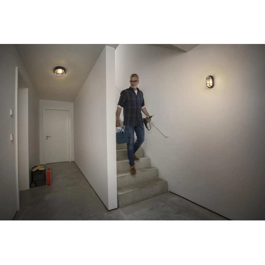 Osram - Zewnętrzna oprawa ścienna BULKHEAD 1xE27/10W/230V, Ø 19 cm, IP54, czarna