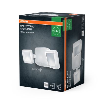 Osram - Zewnętrzny reflektor ścienny LED z czujnikiem BATTERY 2xLED/5W/4xD IP54