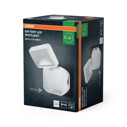 Osram - Zewnętrzny reflektor ścienny LED z czujnikiem BATTERY LED/4W/4xD IP54
