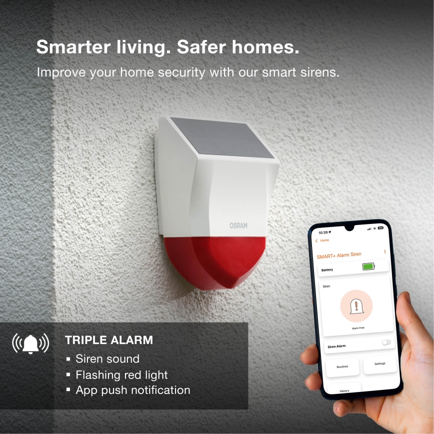Osram - Zewnętrzny solarny alarm SMART+ 5V IP65 Wi-Fi