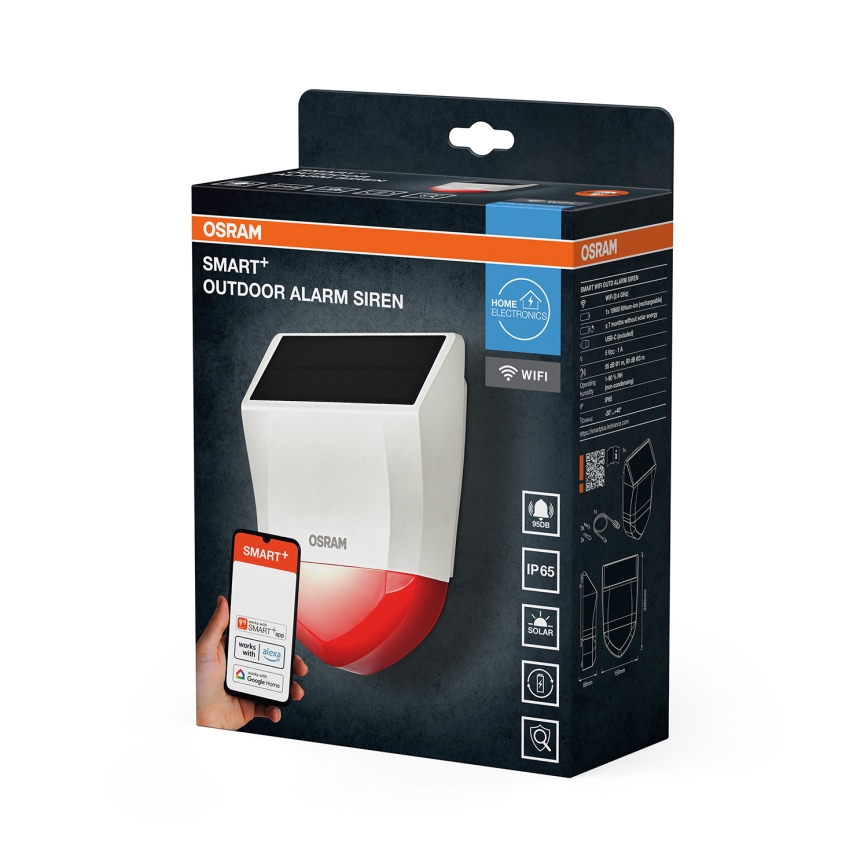 Osram - Zewnętrzny solarny alarm SMART+ 5V IP65 Wi-Fi